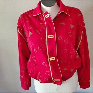 Vintage womens 90s lightweight bomber style red jacket medium
